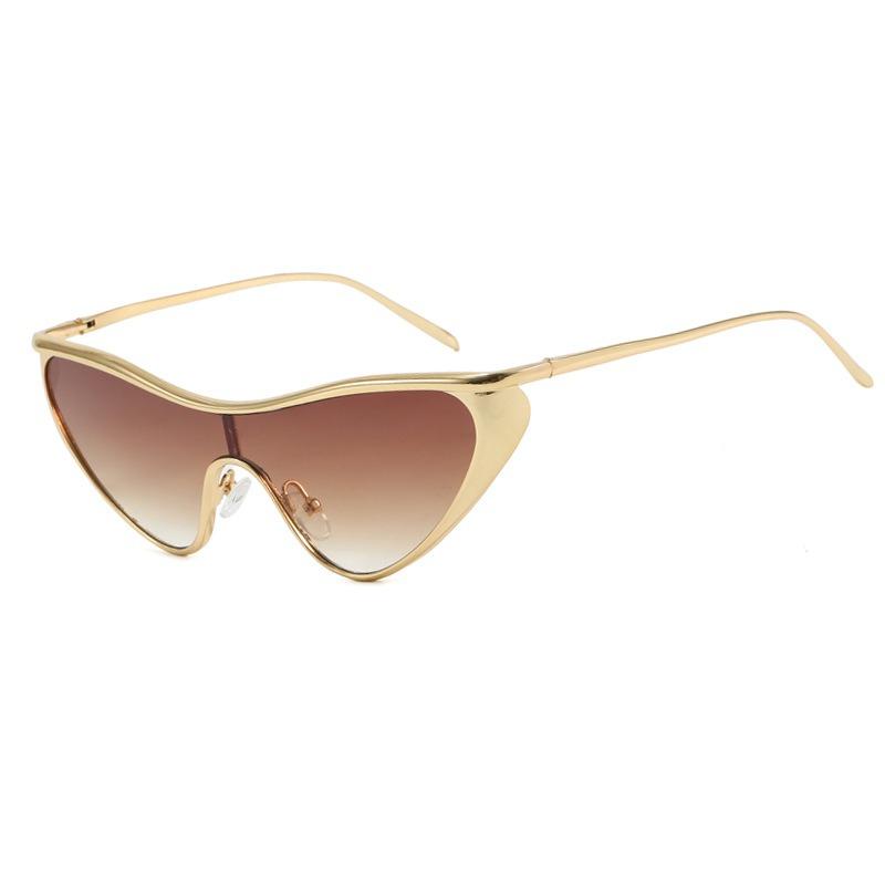 Fashion Metal One Piece Cat Eye Sunglasses Premium Trendy Designer Punk Popular Metal Eyeglasses Stylish