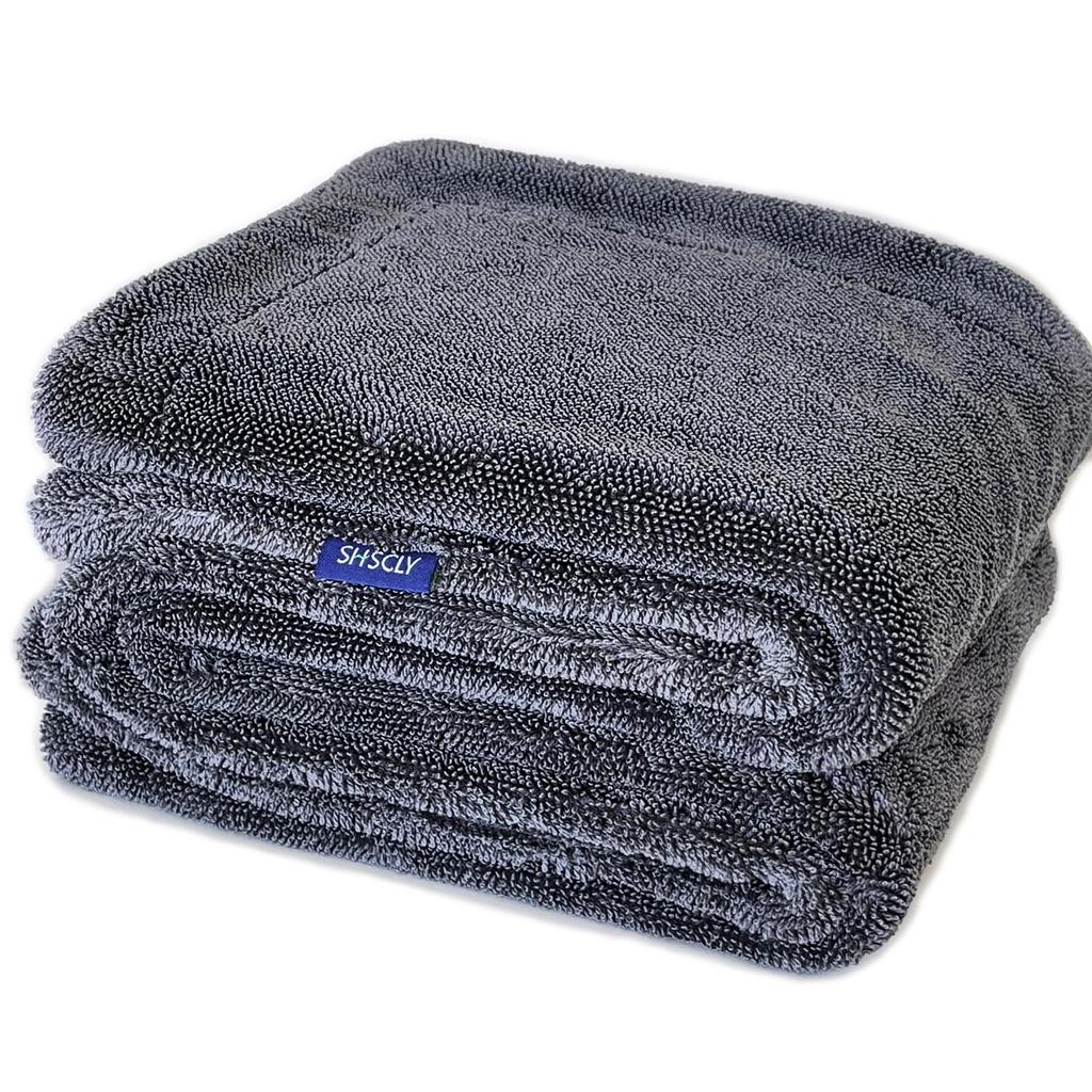 SHSCLY Microfiber Car Wash Super Absorbent Dryer 1 Sheet Towel, Cloth, Double-Sided, Large, Thick, Gray, 90x60cm,