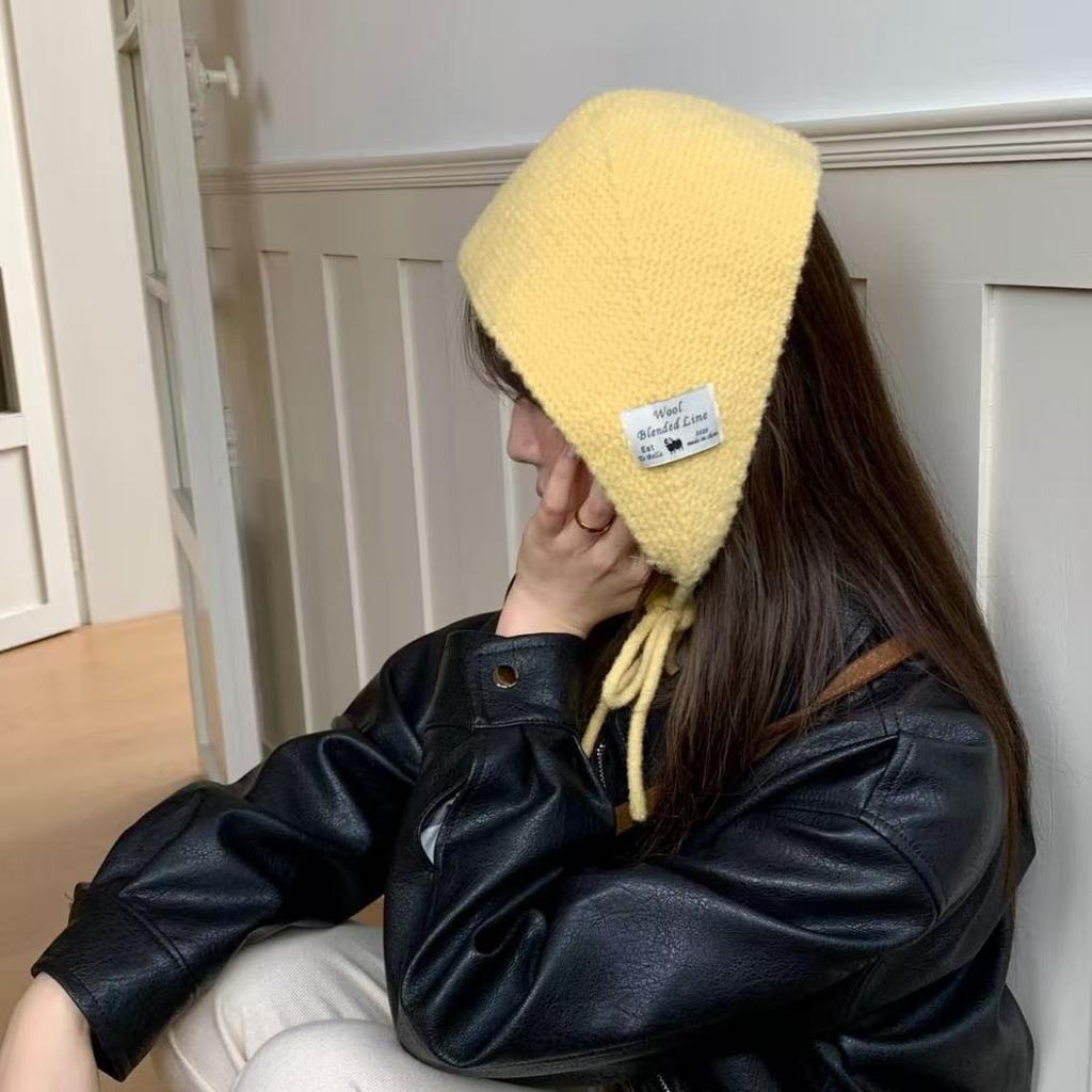 Winter sticker label knitted ear protection warm earmuffs versatile sweet earmuffs women's lace wool ear warm new