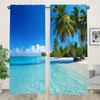 Blue Seaside View Printed Curtains Pole Bag Bedroom Living Room Home Decoration Set Of 2 Made Polyester Area Decor