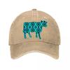 Geometric Aztec Cow Vinyl Wall Decor Washed Baseball Cap Outdoor For Womens Unisex FeUnisex