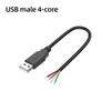 Single-Head Connector PVC Jacketed 3A Fast Charging Bare-End Wiring USB Plug 2-Core Power Cord and 4-Core Data Cable