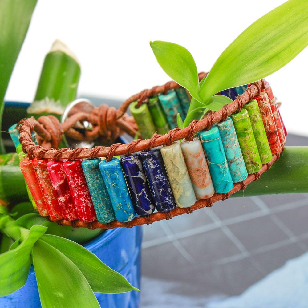Seven-Color Imperial Stone Chakra Bracelet: Handmade, European & American Style