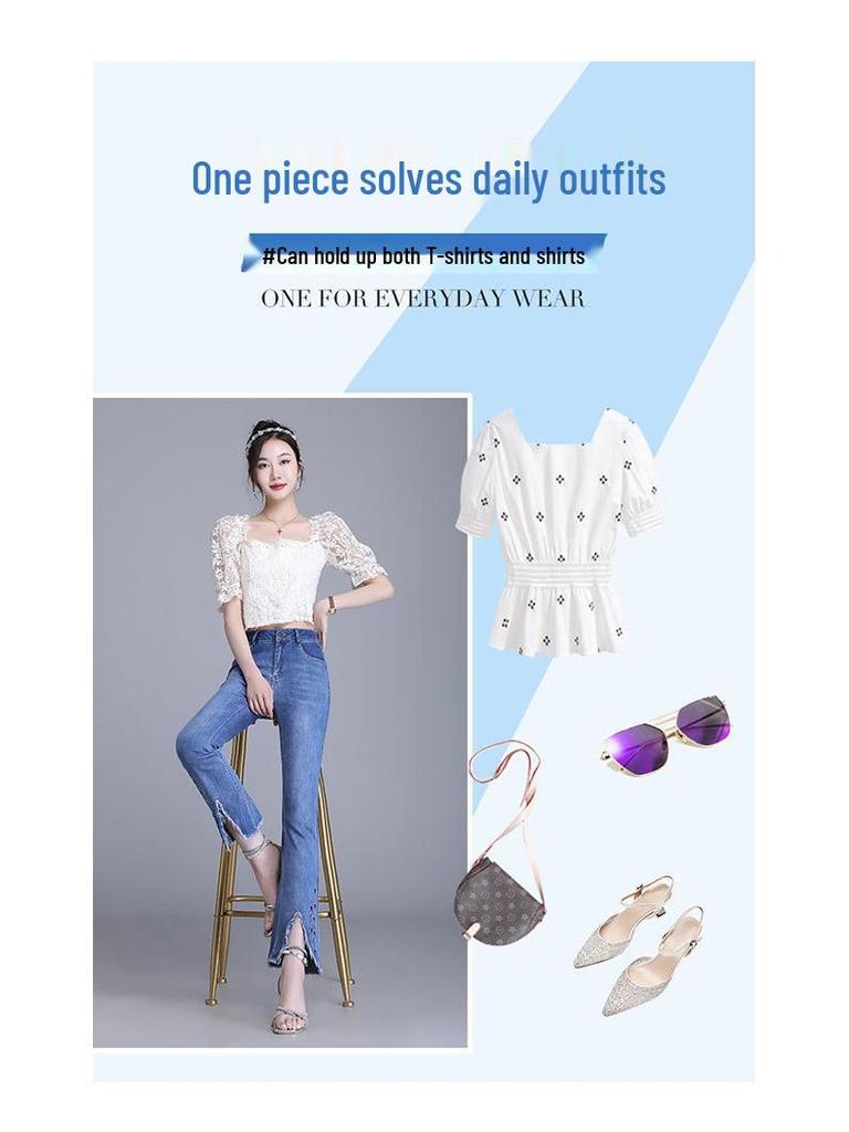 2025 Women's Slimming High-Waisted Micro-Flared Jeans with Slit and Raw Edge Detail for Spring