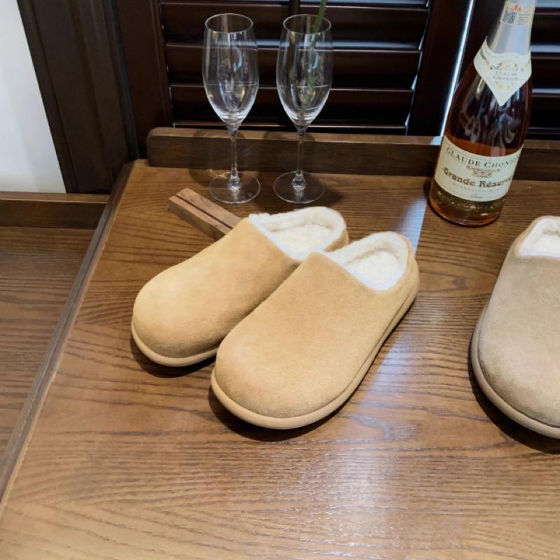 

Small potato baotou half slippers women s new one-pedal plush warm non-slip fluffy slippers 35 малиновый