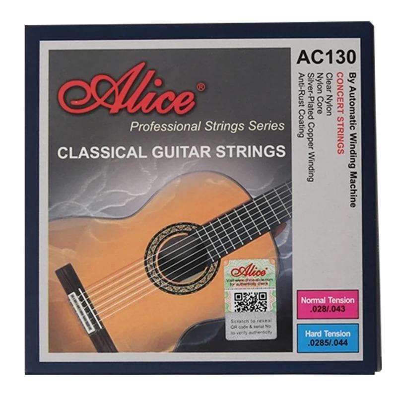 Alice AC130 Klassische Gitarrensaiten - Versilbertes Kupfer & Nylon, Hohe Spannung 6er-Satz für Reiche Resonanz