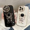 Custodia per telefono con supporto astronauta placcata di lusso per Iphone 13 12 11 Pro Max X Xr Xs Max 7 8plus Carina con lenti rotonde Morbida antiurto