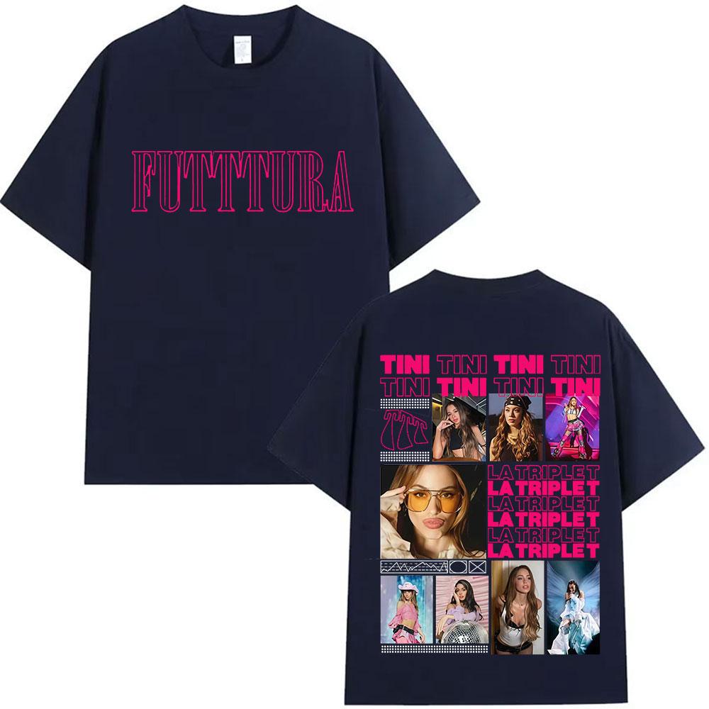 

TINI Futura Tour 2025 New Album T-shirt for Men and Women, Retro Harajuku Short-sleeved Summer Print 100% Pure Cotton T-shirt L