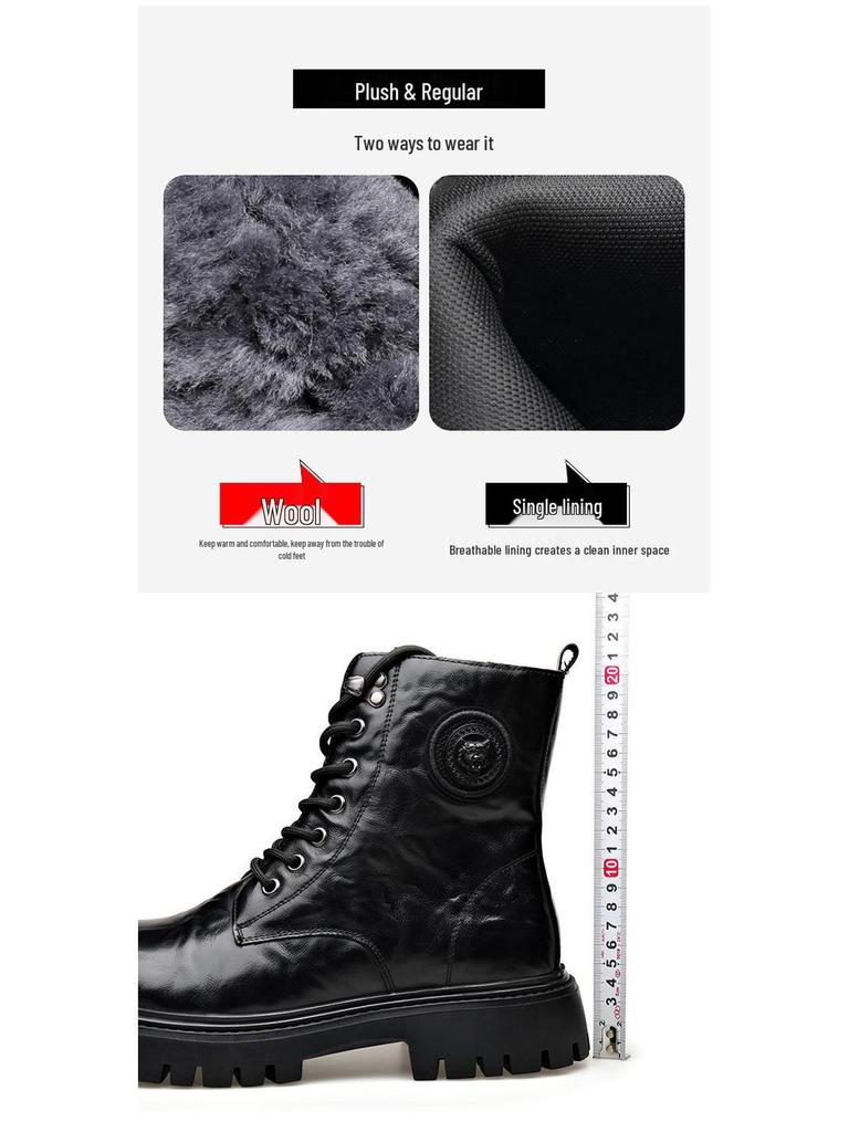 Herren Echtleder Martin Stiefel - Herbst/Winter 2025, Britischer Stil, Wollfutter, Einteiliges Rindsleder