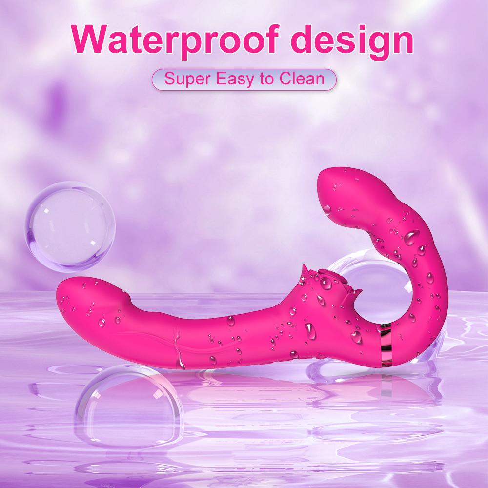 Remote Control Double Ended Dildo Vibrator 5 Flapping 10 Vibrating Vagina G Spot Anus Vagina Stimulator Lesbian Sex Toys for Woman Couples Masturbator