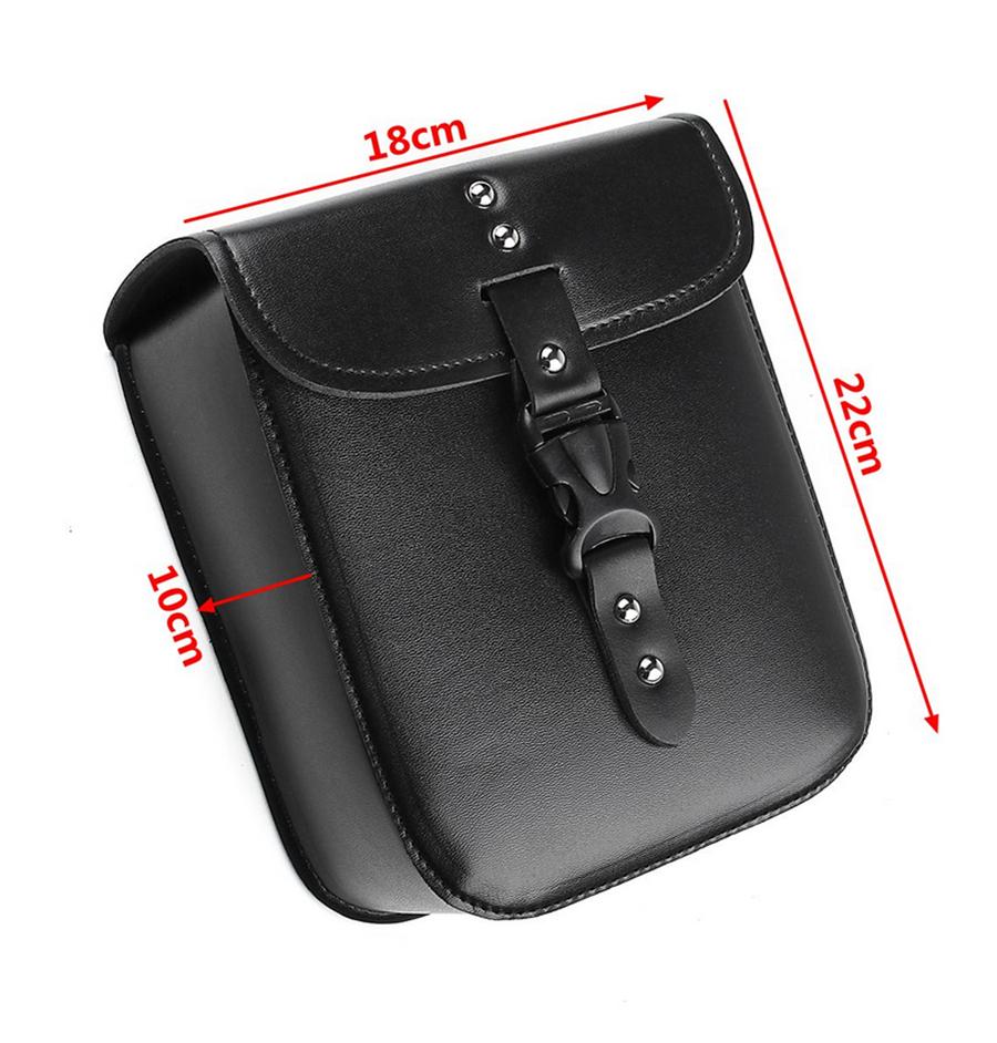 1 X Black Universal PU Leather Motorcycle ATV Side Storage Saddle Bag With Strap