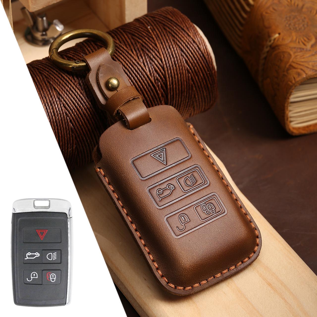 

Genuine Leather Car Key Cover for Land Rover Range Rover Sport, Discovery, Evoque, and Defender