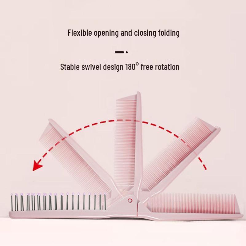 Compact Dual-Use Folding Hair Comb for Women - Ideal for Home, Dorm, and Travel