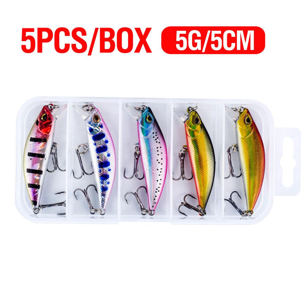 5 шт. Приманка для дальнего заброса, воблер-минноу 5 г/5 см. Микро-размерная искусственная приманка, версия в коробке, тонущий минноу 5g 5cm