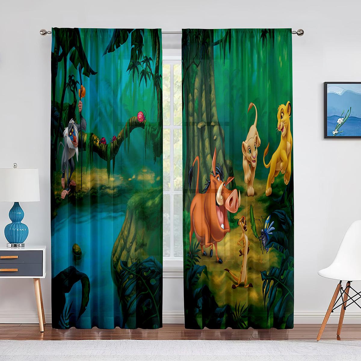 Мультяшные дикие животные Прозрачная вуалевая занавеска Тигр Слон Жираф Оконные шифоновые — фото 15