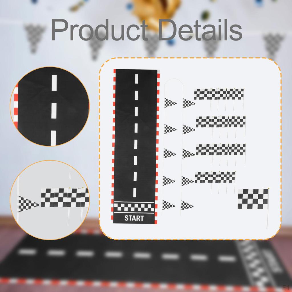 Racetrack Floor Runner Drag Race Car Road for Sport Event Sturdy Theme Party Backdrop Pennant