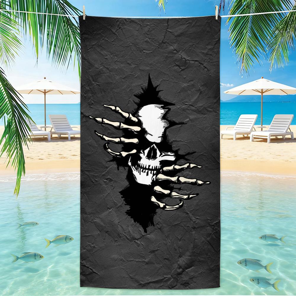 Skull Beach Towel Microfiber for Gym Travel Fitness Spa Women Girl Quick Dry Sandless Large Towels Bathroom Beach Towel