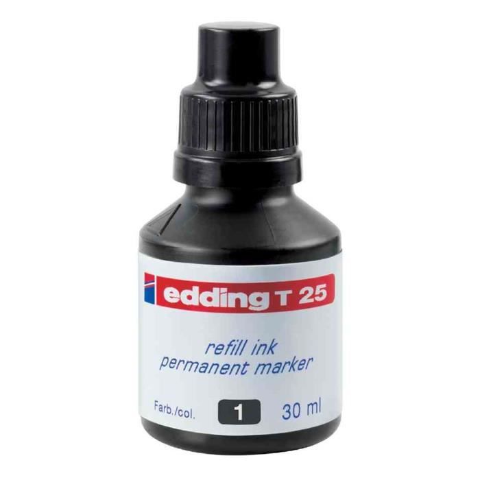 Encre de Recharge - Edding - T25 - Noir - 30 ml - Encre de Chine Permanente