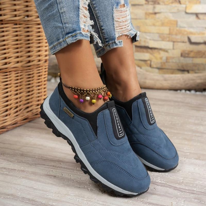 Women's Flat Sports Shoes Autumn New Round Head Deep Mouth Cloth Surface Soft Sole Non-slip Low Top Shoes