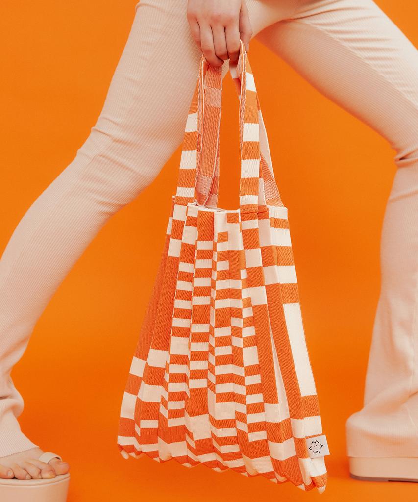 Pleatsmama Shoulder Bag Grid Orange