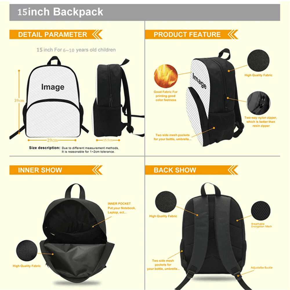 3Pcs Set School Backpack With Front Pocket & Lunch Bag & Pencil Bag,Fortnite Cartoon For Age 6-10,Lightweight For Boys & Girls