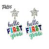 Trendy Acrylic Dangle Earrings 1 Pair Colorful Letter Drop for Women, Glitter Funny First Unique Student Accessories Day of School Earring,