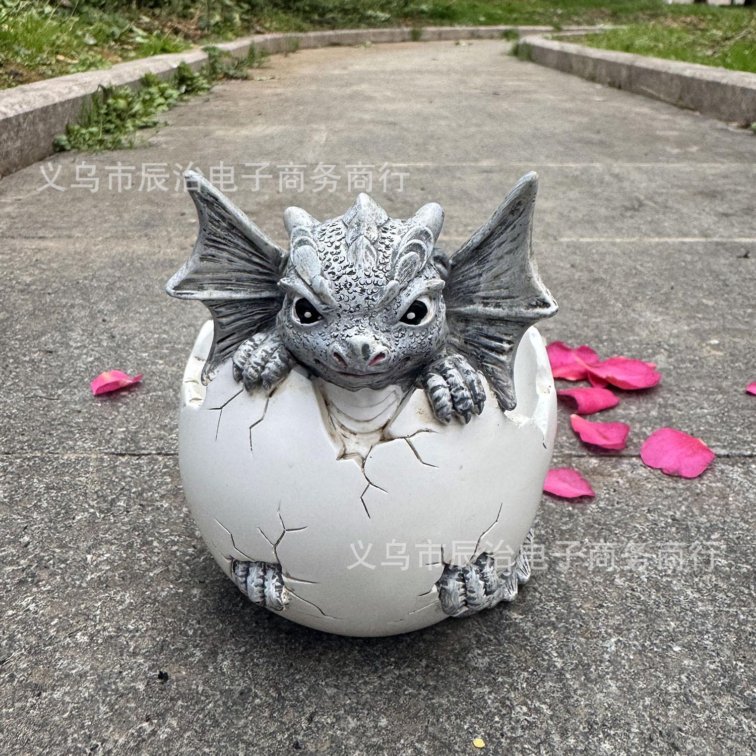 Creative Garden Egg Dinosaur Flower Pot Decoration Ornament Outdoor Garden Balcony Succulent Flower Pot Resin Decoration