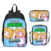 Lankybox Blocky Plüsch 3-teiliges Set Rucksack Cartoon Anime Schultasche für Kinder