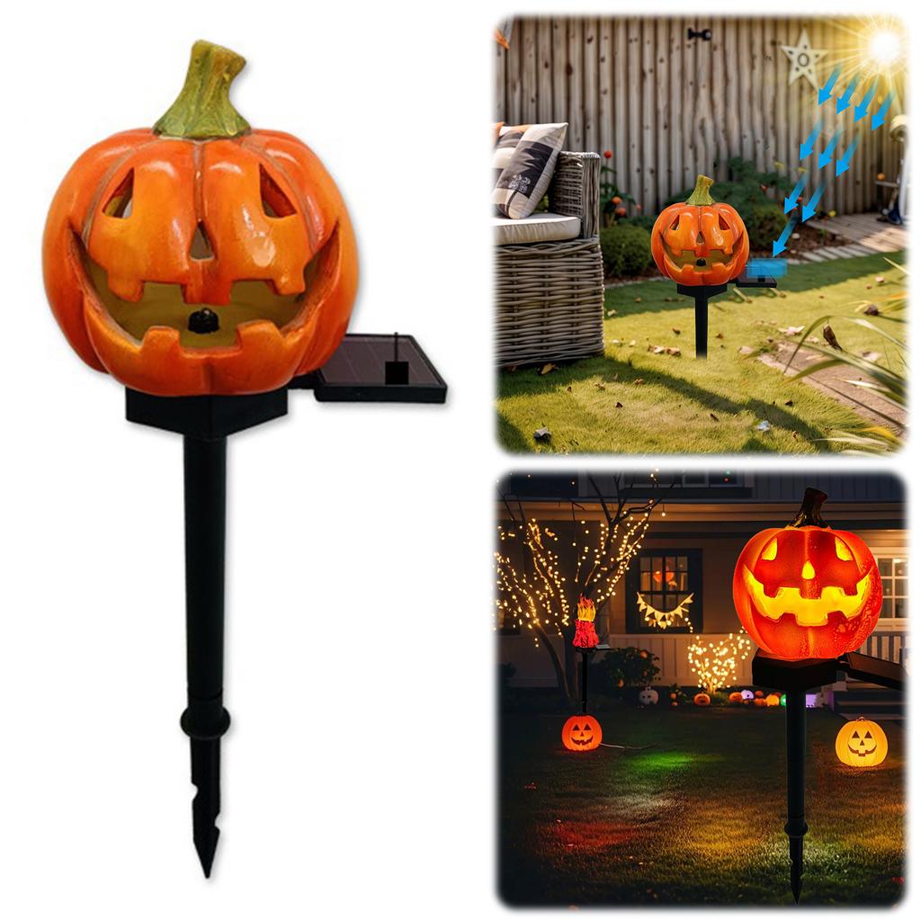 1-2PCS Solar Pumpkin Lantern for Halloween Decoration Decorative Jack O Lantern Stake Lights for Courtyards Terraces Gardens
