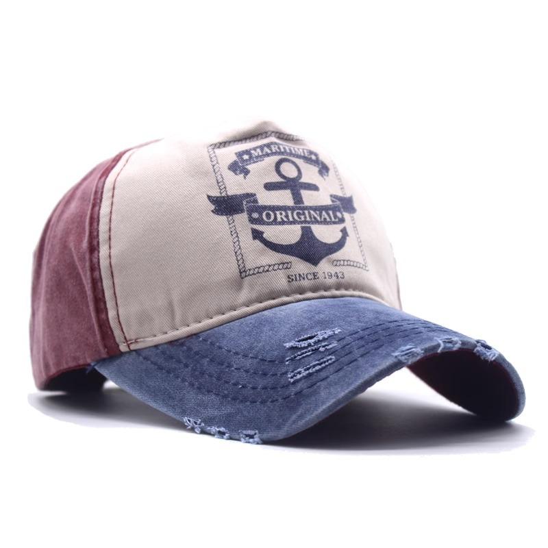 Spring and summer new old ripped baseball cap men's washed denim cloth collision fashion casual cap women's tide