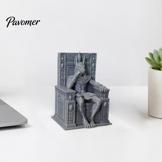 Anti-bump Durable Figurine Anubis Sitting On Throne Statue, Palm-Sized 3D Printed Environmentally Friendly PLA Ornament Mini Ornament, Ancient