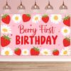 Beeren Erster Geburtstag Hintergrund Mädchen Erdbeere 1. Party Foto Requisite 5x3 FT