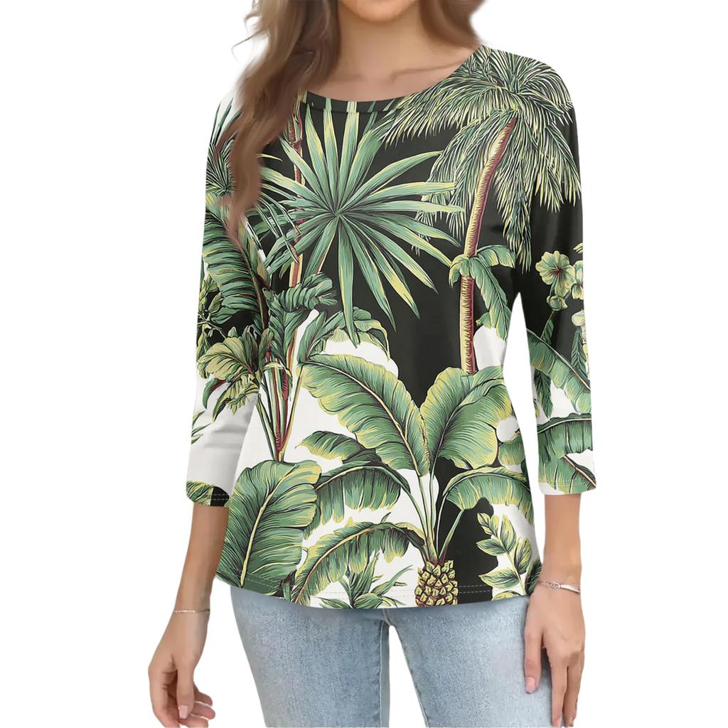 Womens Spring Tops Summer Shirts for Women Casual Crewneck Printed Blouse Womens Summer Shirts Loose Fit Lightweight Style