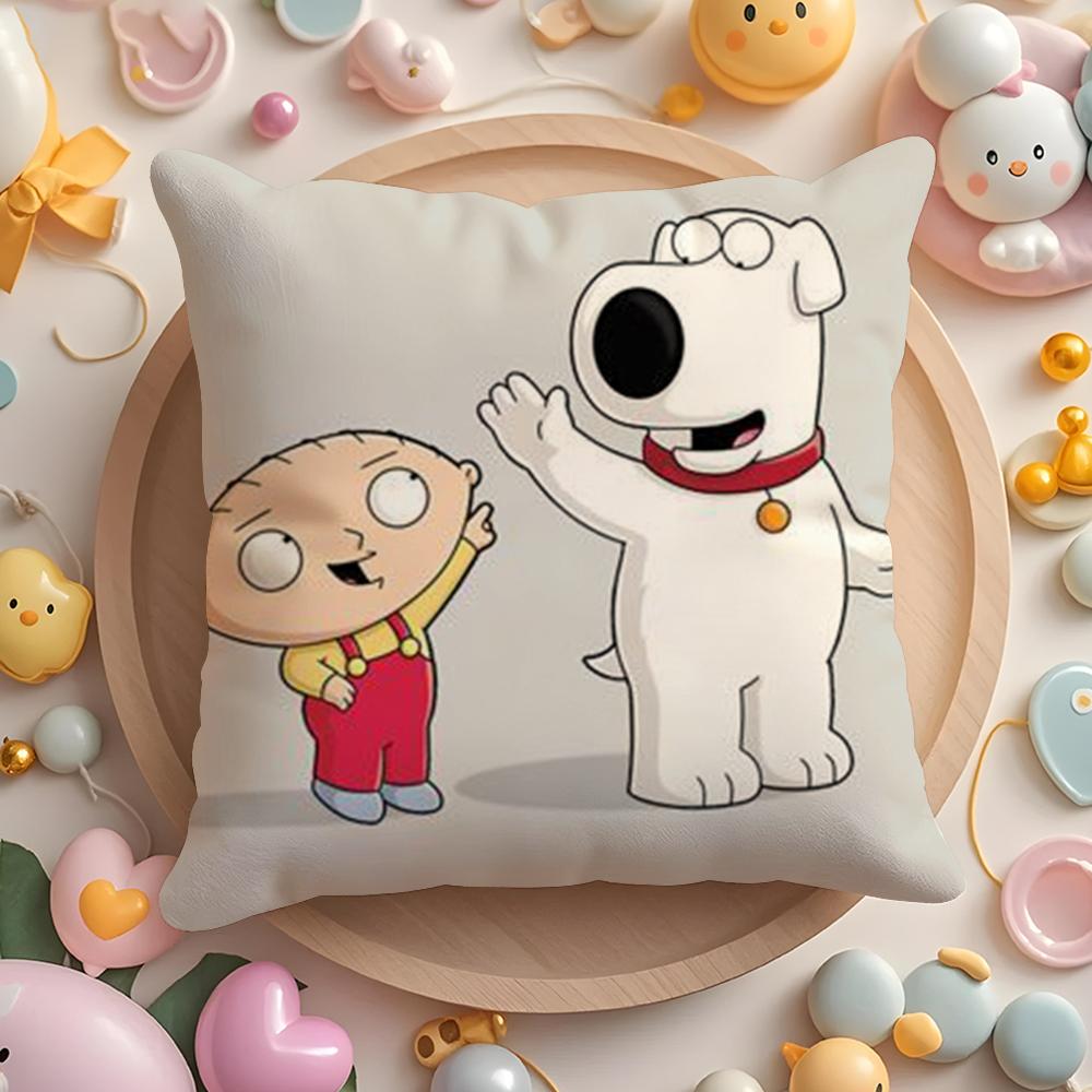 Pikpaka F-Family Funny Guy Cushion Cover Plush Fabric Soft Double-Sided Printed Sofa Warm Winter Home Gift Pillow Cover