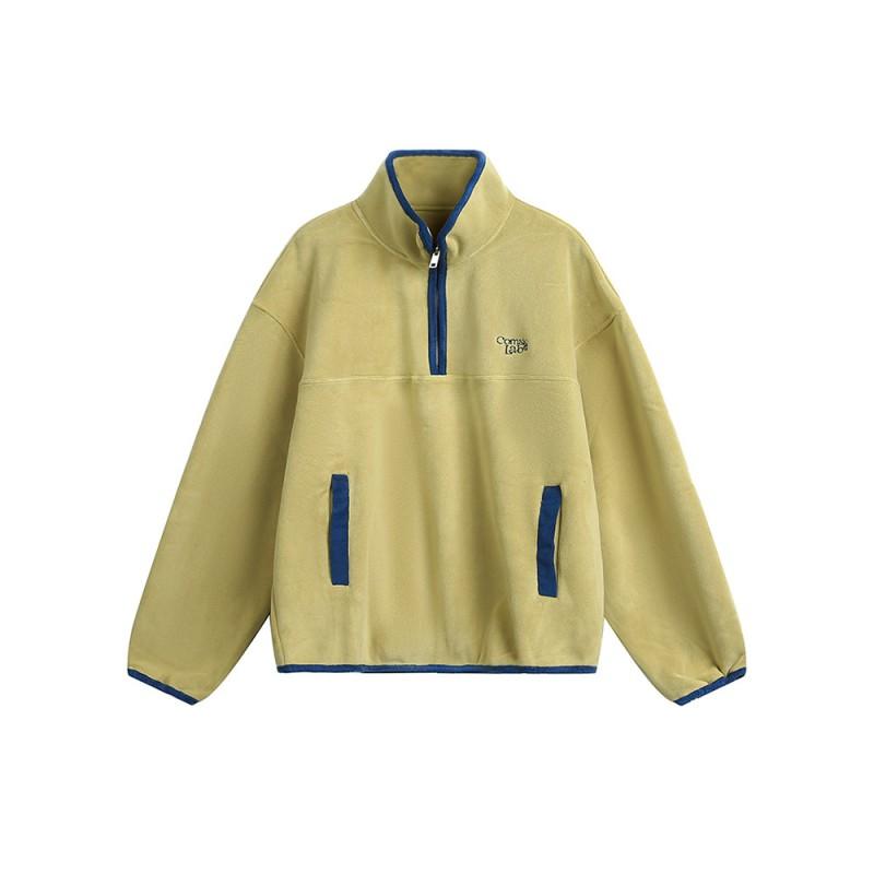Unisex Fleece Pullover Sweatshirt With Stand Collar Zip Front Winter Warm Casual Outerwear Teens Adults