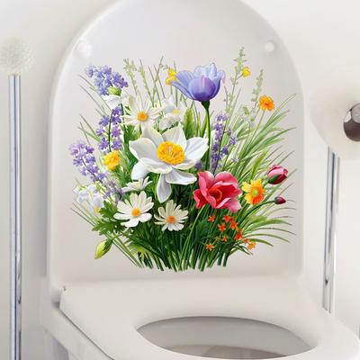 Einfach zu kleben Schmetterling Blume abnehmbare Aufkleber Mehltau-Beweis WC Deckel Aufkleber Wand