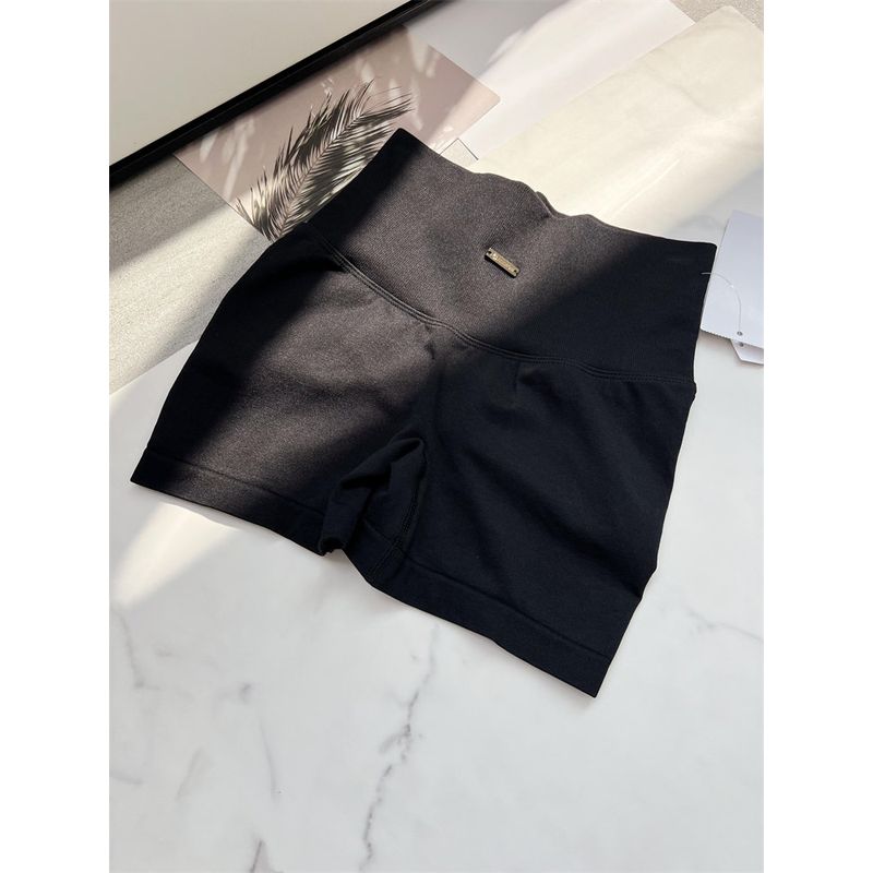 

Yoga High Waist Sweat-Absorbent Sling Beautiful Back V Neck Workout Clothes Black (Shorts) L