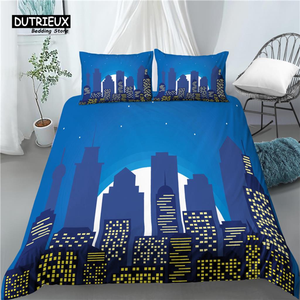 Home Living Luxury 3D City Print 2/3Pcs Comfortable Duvet Cover PillowCase Bedding Sets Queen and King EU/US/AU Size