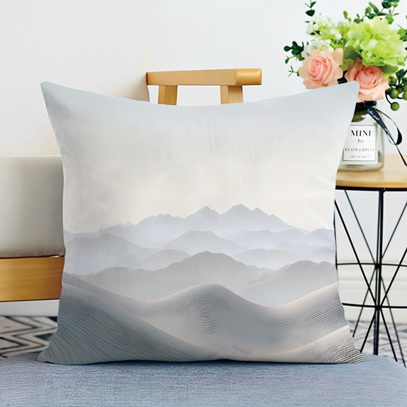 Dekorativer Kissenbezug mit Landschaftsdruck im chinesischen Stil Schlafzimmer Wohnzimmer Quadratischer Kissenbezug