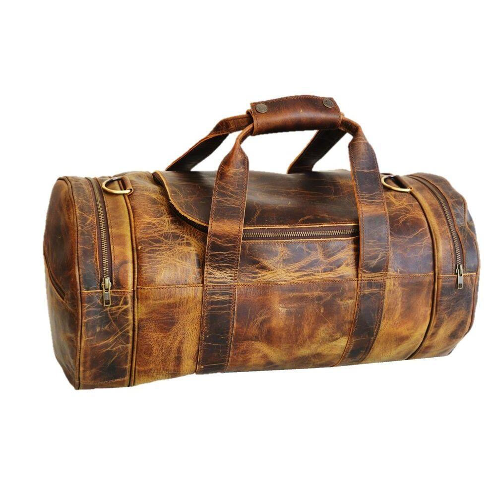 20" Large Brown Full Grain Vintage Duffle Travel Overnight Luggage Bag New Men's