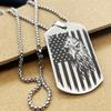 American Flag Eagle Dog Tag Stainless Steel Hip Hop Necklace For Men