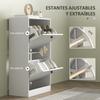 Shoe Cabinet With 2 Flip Drawers Adjustable Shelves For Hallways And Small Spaces 47x26x85 Cm White Veined