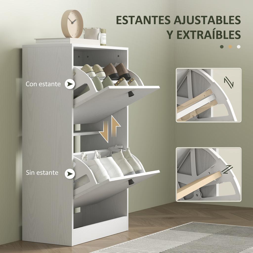 Shoe Cabinet With 2 Flip Drawers Adjustable Shelves For Hallways And Small Spaces 47x26x85 Cm White Veined