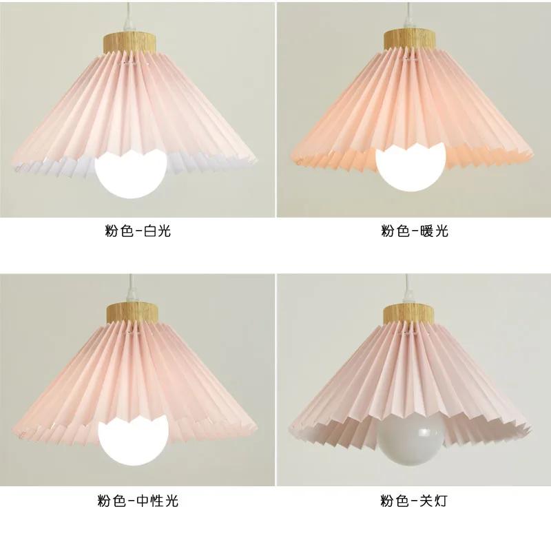 Retro Fabric Small Chandelier Solid Wood Home Restaurant Homestay Chandelier Nordic Single Head Living Room Bedroom Bedside Lamp