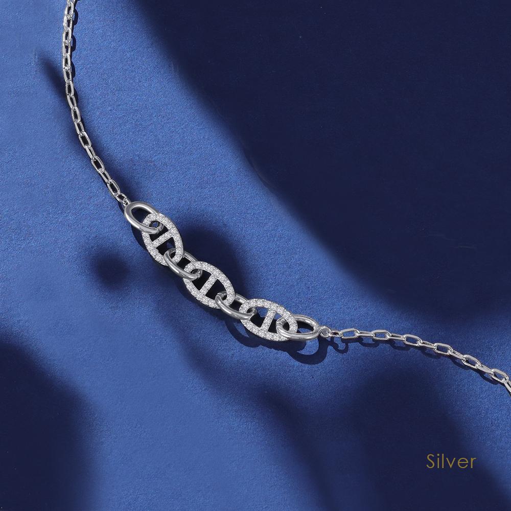 

MOONLIGHT Classic Design Pig Nose Chain Bracelet For Women Golden Cubic Zirconia Bracelet Jewelry Accessories Women Girls Gifts Adjustable серебряный