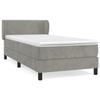 3127409 vidaXL Divan Bed and Mattress Light Grey 90x200 Cm Velvet