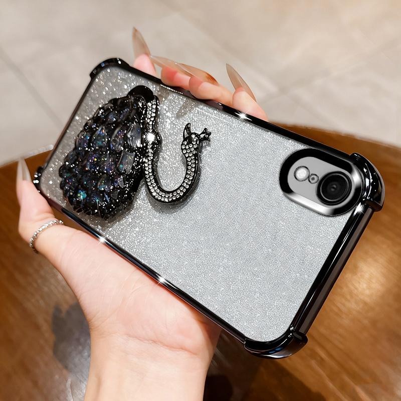 KEYSION Shockproof Plating Phone Case for iPhone XS Max Clear TPU Glitter Jewelled Swan Kickstand Back Cover for iPhone X XR