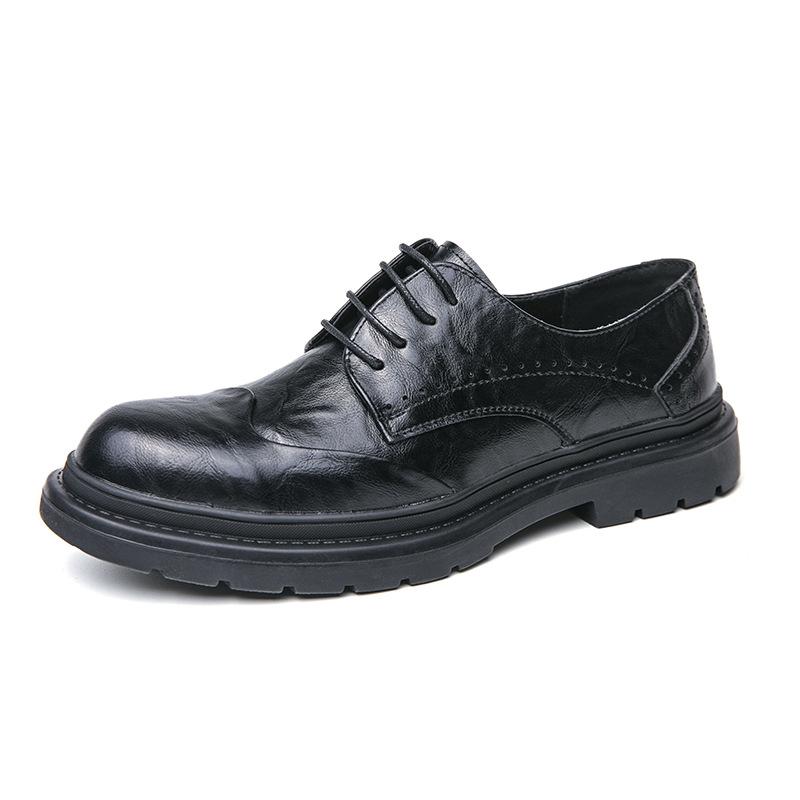Men's British Style Business Casual Leather Shoes Fashion Trend Retro Lace-up Leather Shoes Groom Wedding Shoes