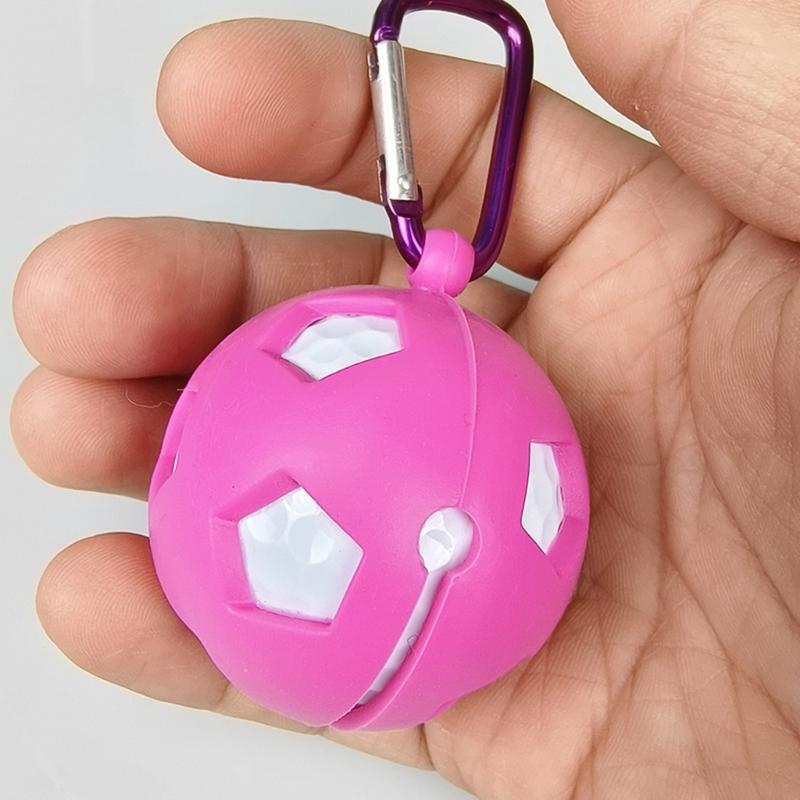 Silicone Golf Ball Holder Protective Bag with Aluminum Hook Golf Ball Storage Sleeve Waist Holder Golf Accessories