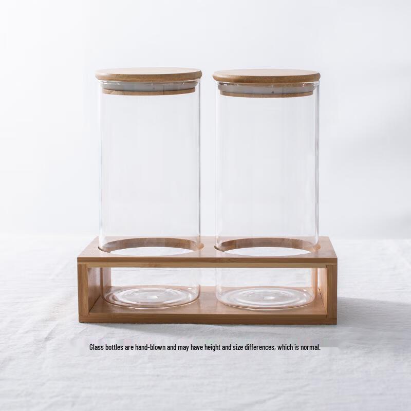 High Borosilicate Glass Jar Set with Bamboo Rack